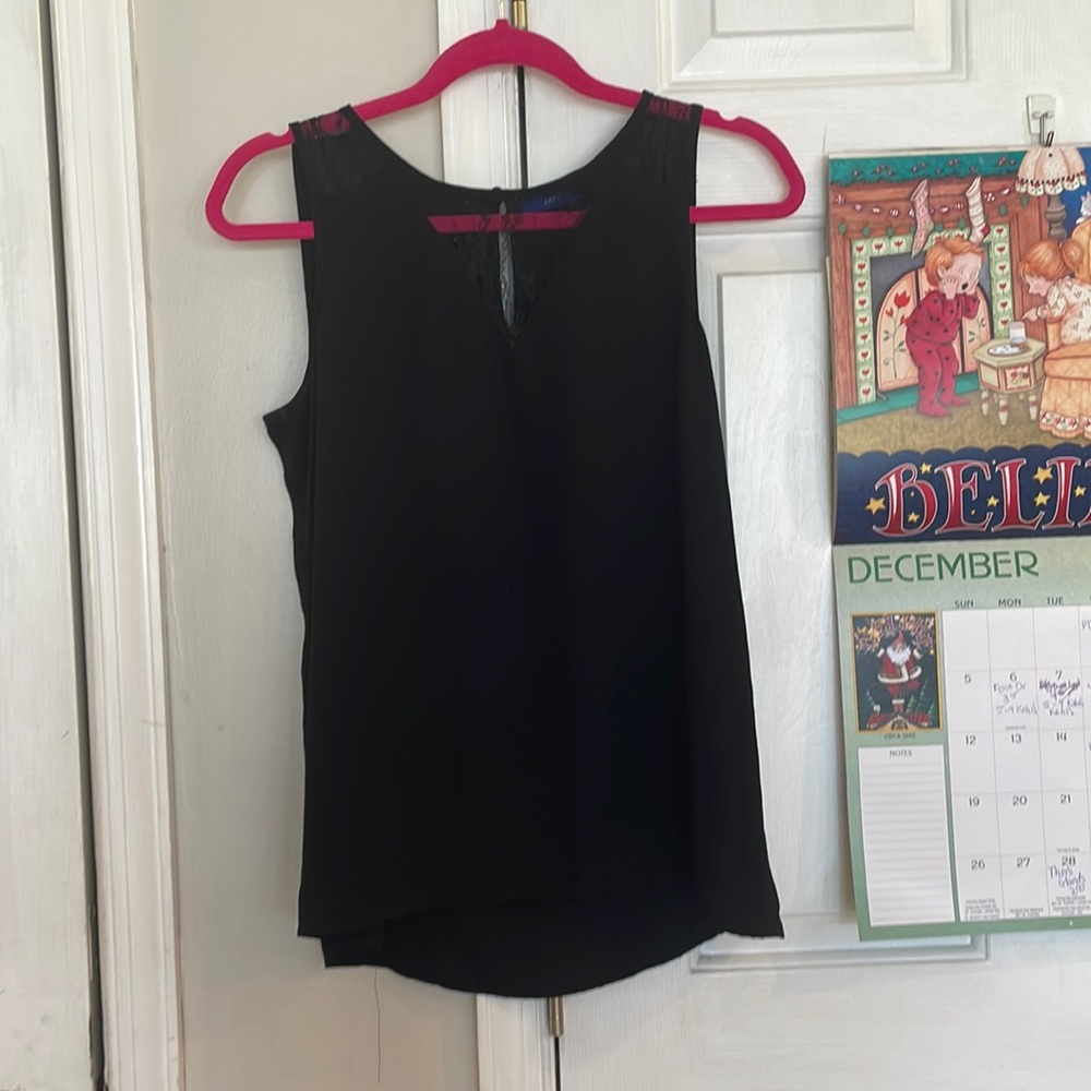 Black blouse tank top, lace front